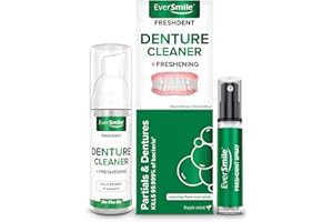 EverSmile FreshDent Denture and Partial Denture Cleaner + Teeth Whitening Spray – Travel Size Alternative to Cleaning Tablets That Eliminates Bacteria and Fights Bad Breath – 50ml + 10ml Pack