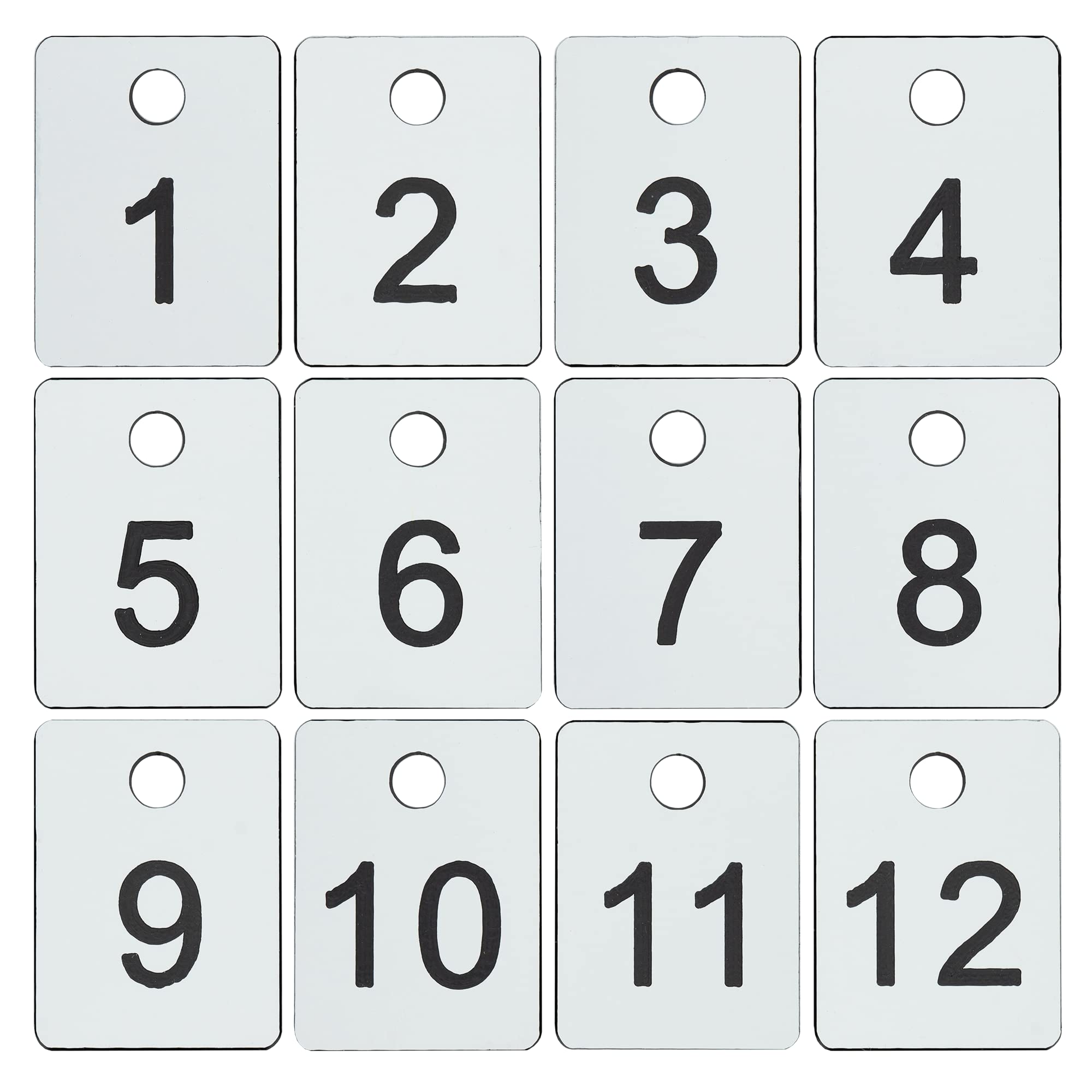 ABS Plastic Numbered Tags Rectangle Key ID Tag Number Disc with Hole (1-50, White)