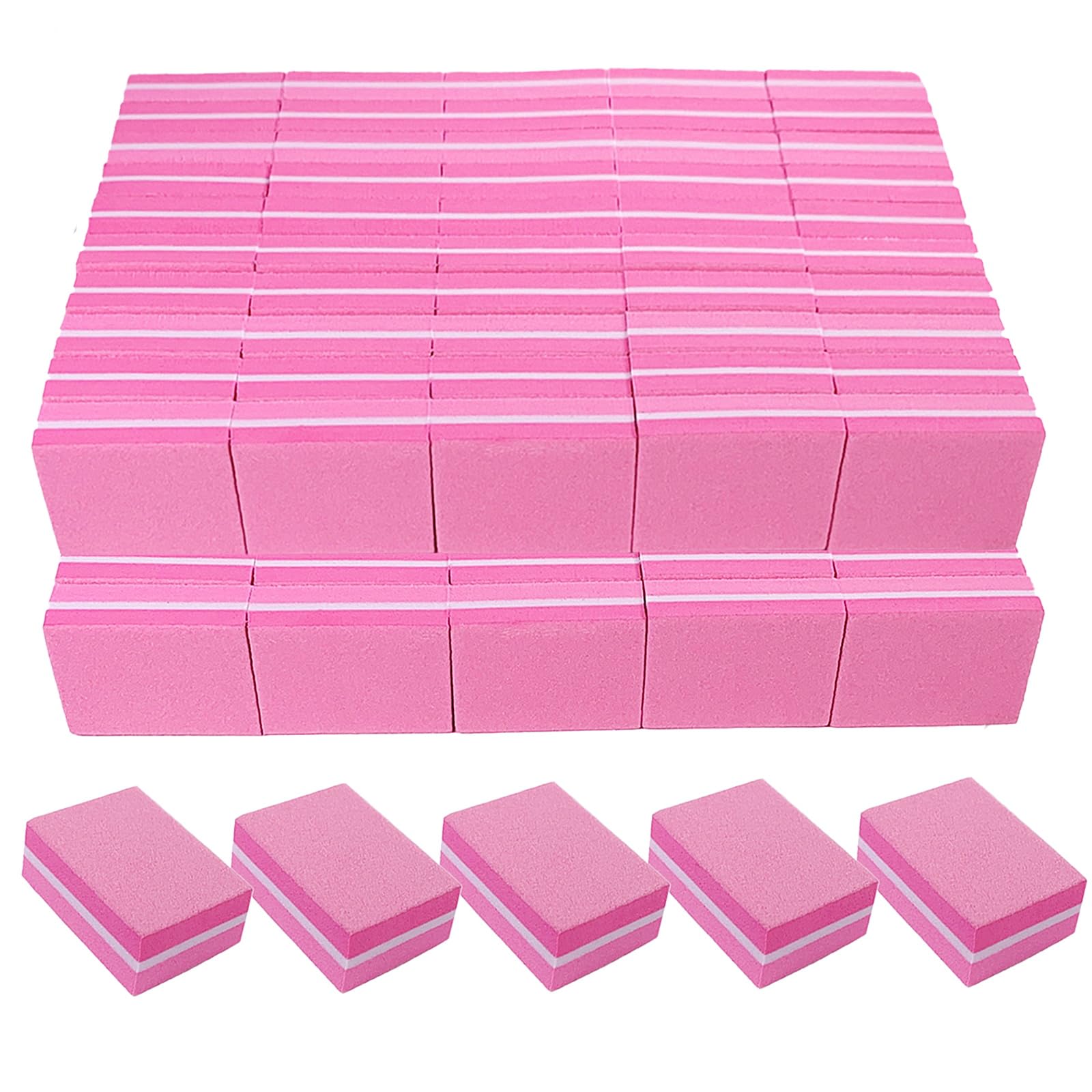 Photo 1 of 180/240 Grit Nail Buffers (100 Pack), mini Buffer Block Nail File for Acrylic Nails and Natural Nails, Professional Nail Buffer Block Bulk Buffing Blocks for Nail Buff Manicure File Blocks Set Pink