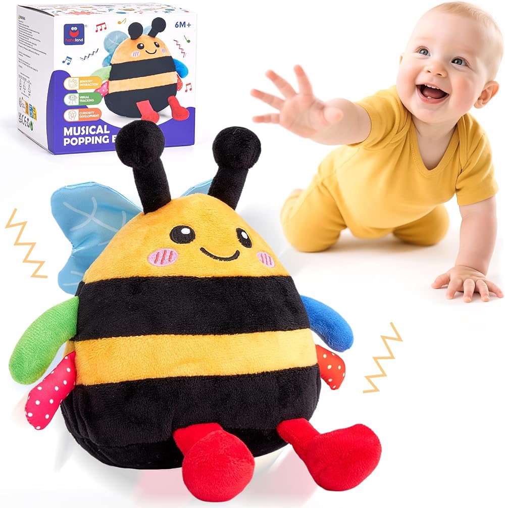 hahaland 4-in-1 Dancing Bee Baby Toy 6-12 Months Montessori Sensory