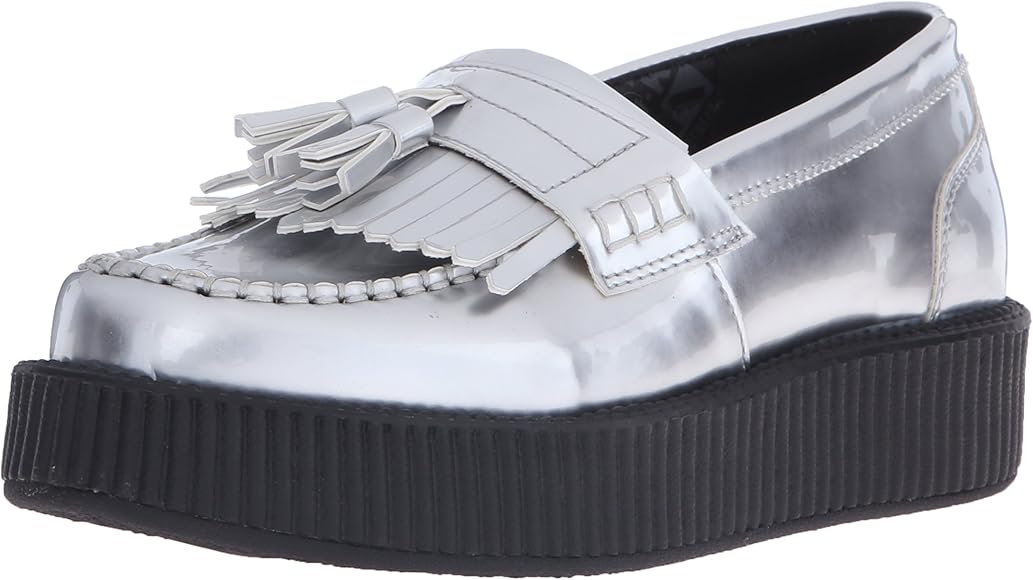 metallic silver loafers womens