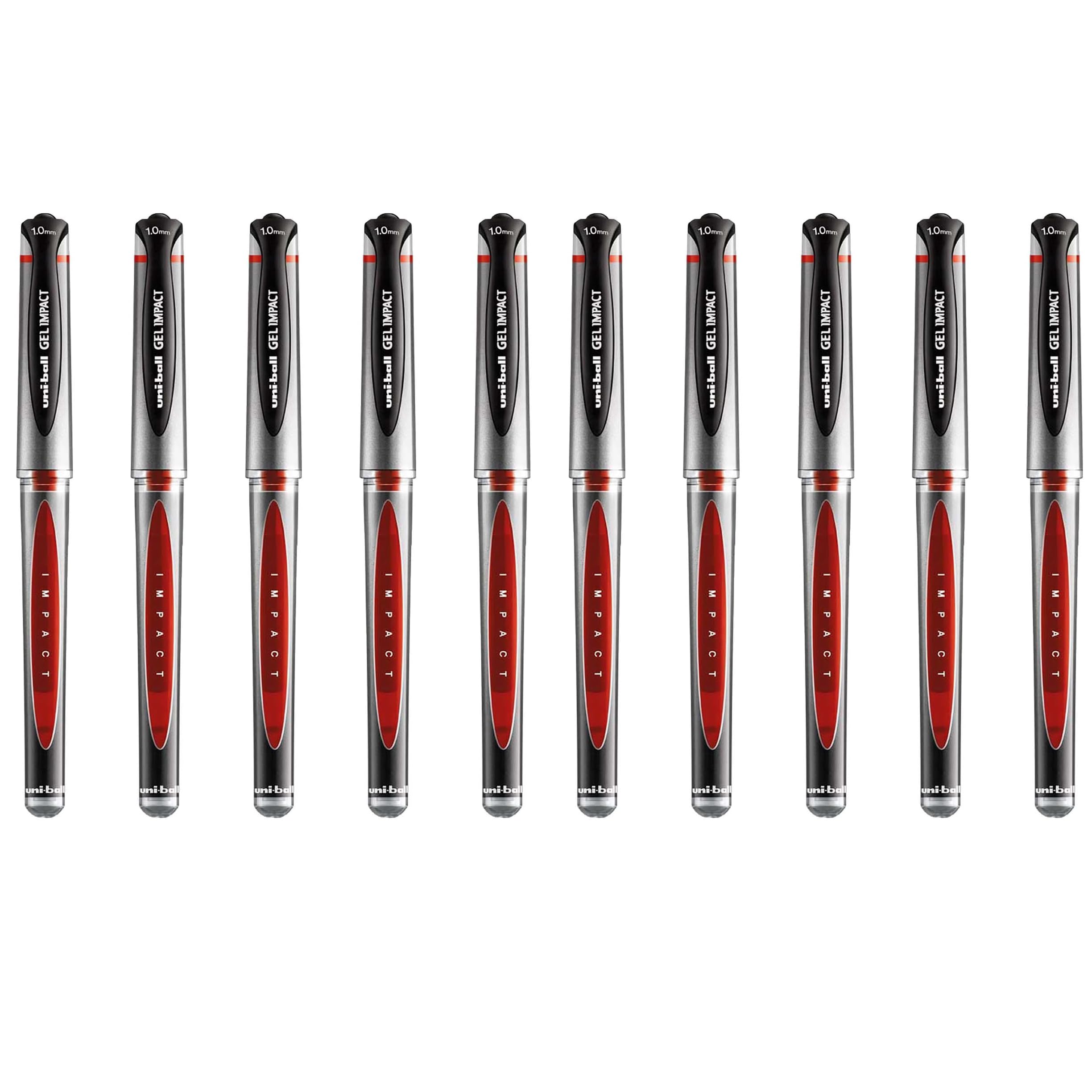 uni-ball UM-153S Gel Impact Broad Rollerball Pens - 1mm Nib, 0.6mm Line Width - Red Ink (10)