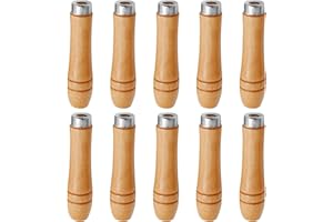 ZUDKSUY 10PCS Specialty File Handles Wooden 4.33" Long Burr-Free Steel File Round Hole Diameter 6mm for File Cutting Tool Mak