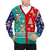 Goodstoworld Men's Ugly Christmas Cardigan Cozy Pullover Sweater V Neck Buttons Soft Knitwear