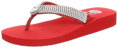 red yellow box flip flops