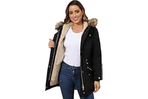 ROYAL MATRIX Women's Winter Coats Fleece Lined Parka Jacket Hooded Long Winter Warm Parka Coat with Pockets
