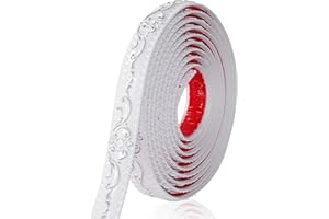 Yuzzy Self-Adhesive Flexible Molding Trim Wall Trim, 16.4 Feet x 1.4 inch Peel and Stick Crown Molding Ceiling Molding Mirror Frame Trim(White+Silver)