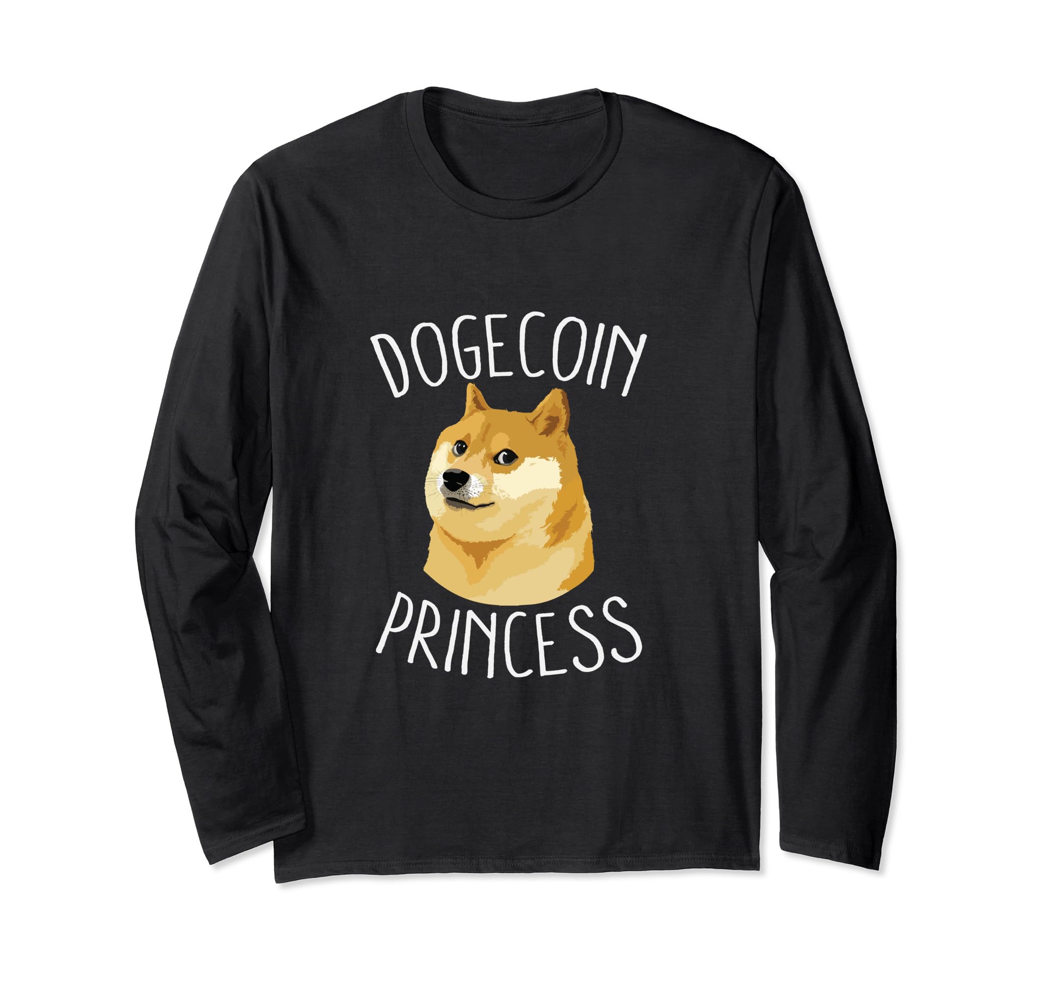 Dogecoin Princess Funny Cryptocurrency Coin HODL Blockchain Long Sleeve T-Shirt
