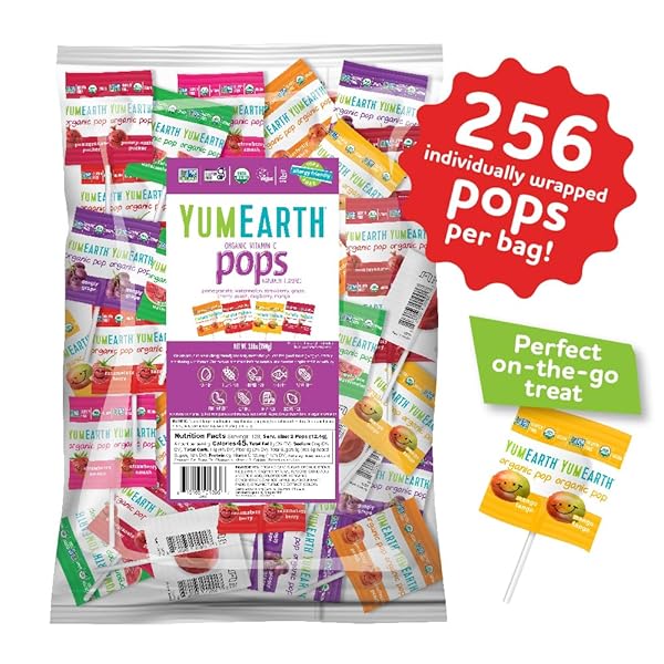 YUMEARTH ORGANIC VITAMIN C POPS VARIETY PACK, 250 FRUIT FLAVORED FAVORITES LOLLIPOPS, ALLERGY FRIENDLY, GLUTEN FREE, NON-GMO, VEGAN, NO ARTIFICIAL FLAVORS OR DYES
