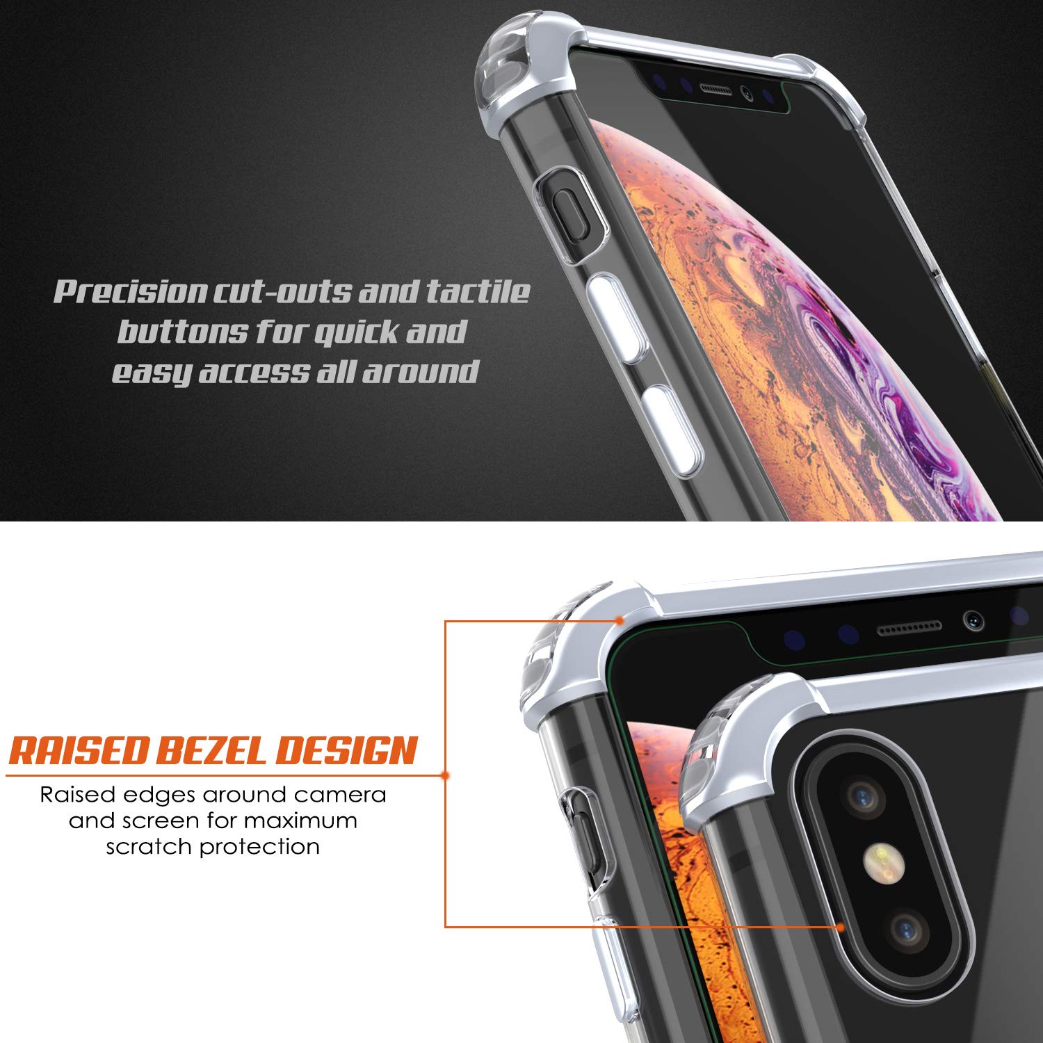 iPhone Xs Max Case, Punkcase [Blaze Series] Protective Cover W/PunkShield Screen Protector [Shockproof] [Slim Fit] Compatible for Apple iPhone Xs Max [Silver]