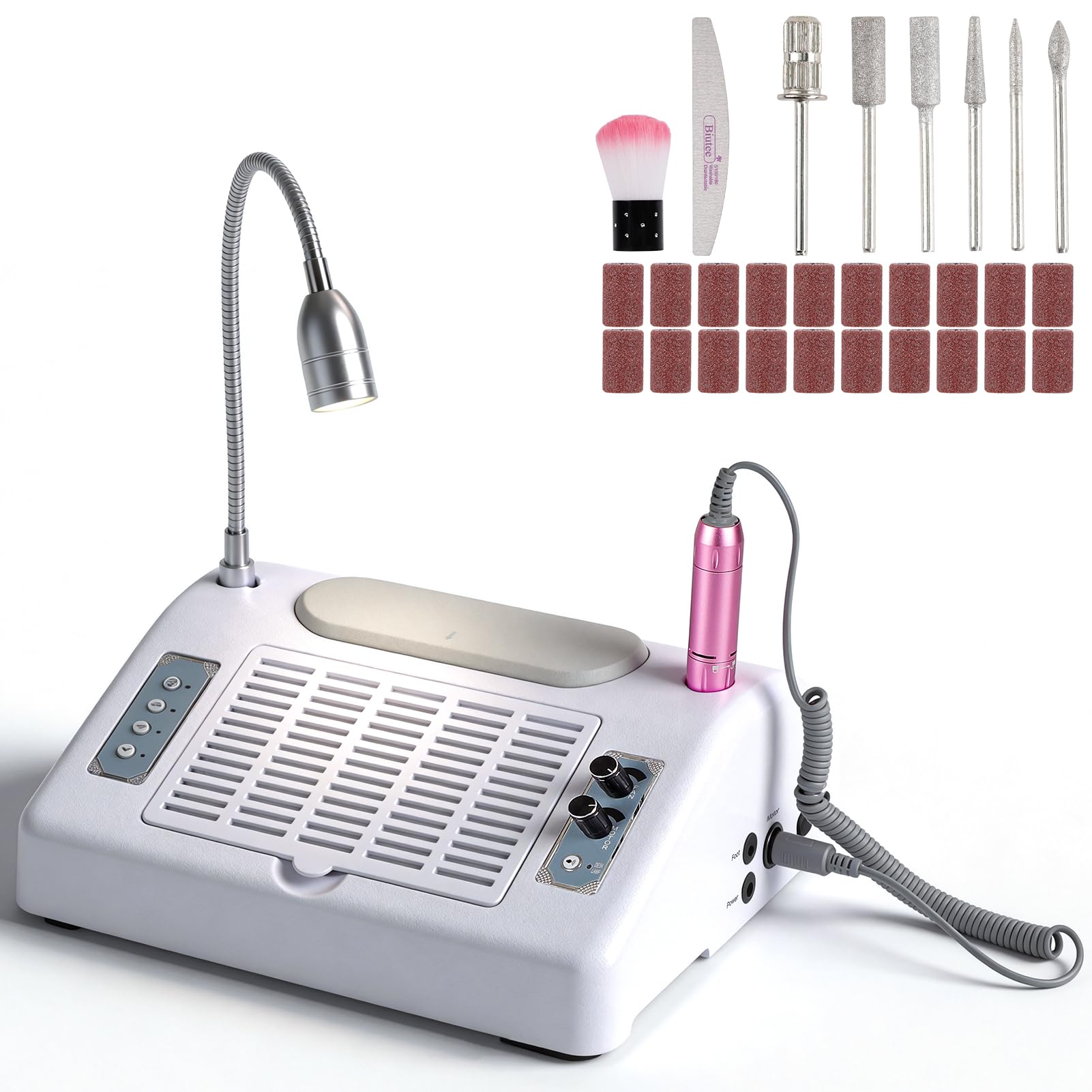 Photo 1 of *MAJOR DAMAGE*
Biutee Nail Dust Collector 5 in 1 80W Nail Vacuum Dust Collector Extractor Professional 30000rpm Electric Nail Drill Machine with 48W/96W UV LED Nail Lamp Nail Art Tool With LED Light