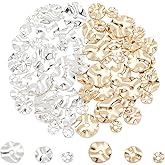BENECREAT 72 Pcs Brass Spacer Beads 6 Styles Gold and Silver Disc Spacer Beads, 4/6/8mm Wavy Disc Beads for Jewelry Making DIY Craft Bracelet Necklace, Hole Diameter: 1.2mm