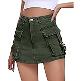 Aotasely Women's Cargo Skort High Waisted Cargo Shorts Button Bodycon Mini Y2K Denim Cargo Skirt Shorts with Pocket