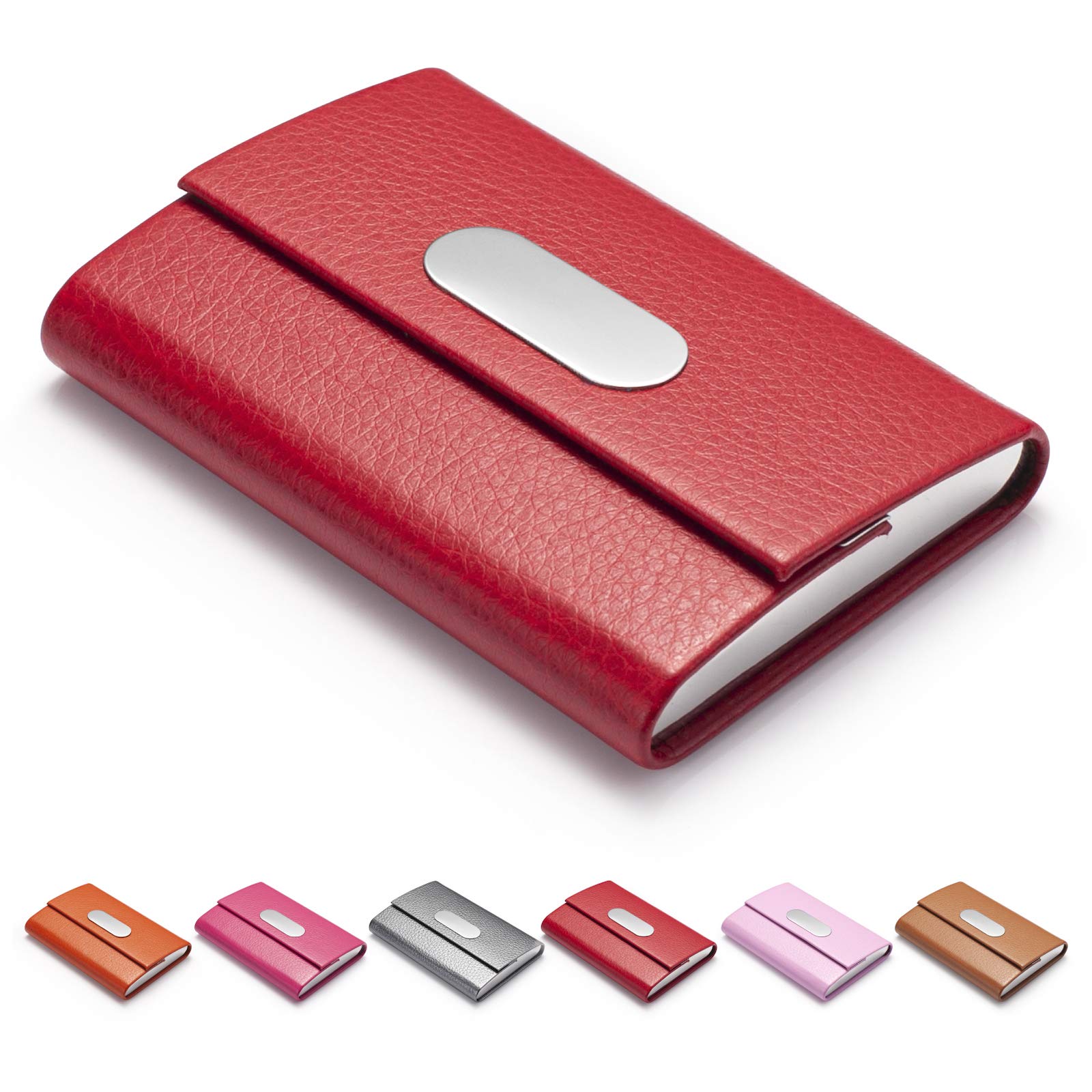 FACATH Business Card Holder, PU Leather Slim Business Card Case - Business Card Carrier ID Case/Wallet Pocket Business Name Card Holder for Women and Men