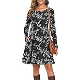 YVH Women's Long Sleeve T-Shirt Dress Casual Loose Fit Swing Dress for Fall Winter with Pockets