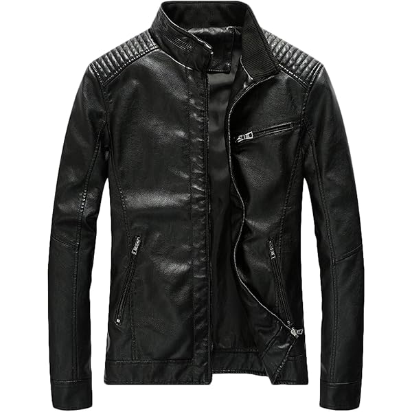 SUPER140 SINGLEBREASTED JACKET【BLACK】 Fairylinks Leather Jacket Men Slim Fit Motorcyle Lightweight