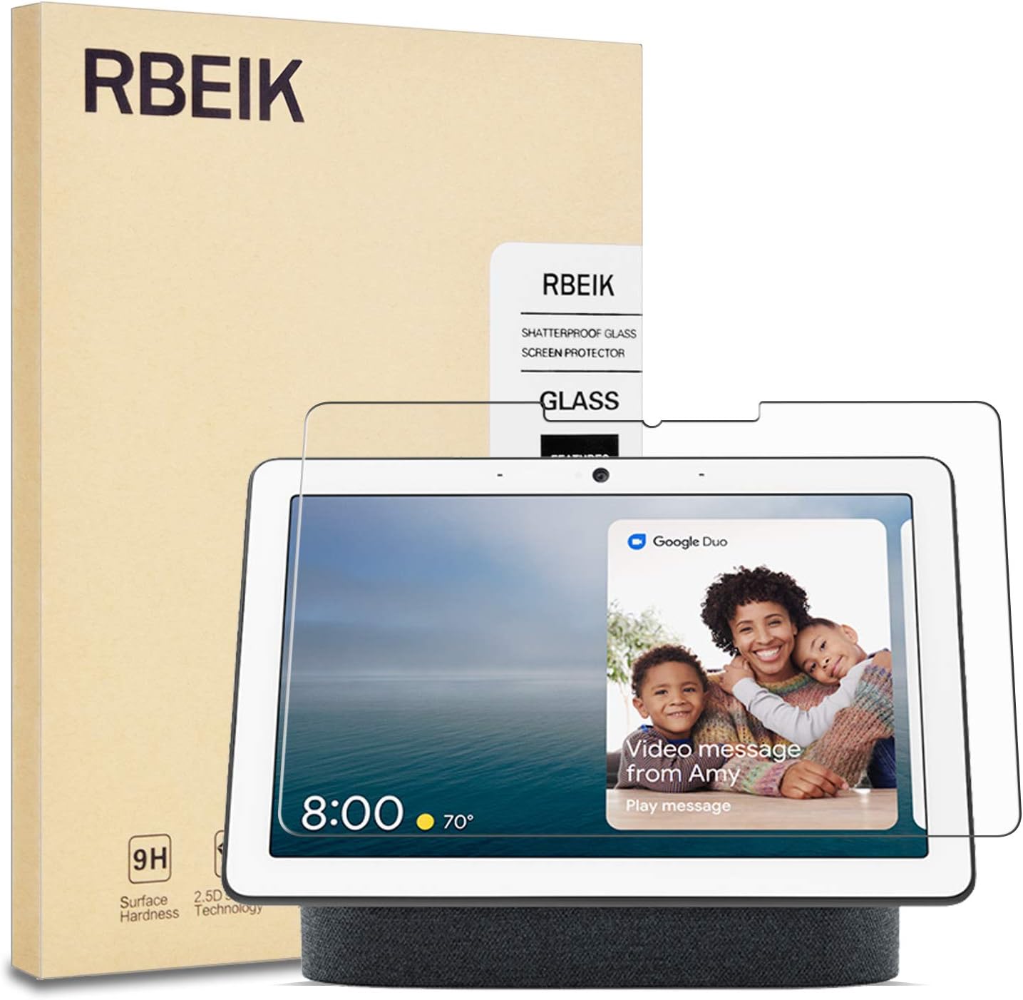 Google Nest Hub Max Screen Protector Glass, RBEIK 9H Hardness Anti-Scratch Anti-Fingerprint Glass Easy-Install Screen Protector Tempered Glass for Google Nest Hub Max Tablet