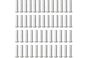 Asamuyu 50 Pcs Aluminum Half Round Rivets, M4x20, Solid Aluminum, Domed Head, Silver