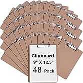 Clipboards Bulk, Woswel Hardboard Office Clipboards 48 Pack,9 X 12.5 Inch Recycled Wood Clip Boards,Low Profile Clip Boards for Home School & Office Supplies