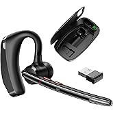 COMEXION Bluetooth Headset V5.3, Wireless Headset with Dual Noise-Canceling Mics, Portable Charging Case, 300H Standby Time, Hands Free Headphones for Computer/Cell Phones, Trucker/Home/Office/Work