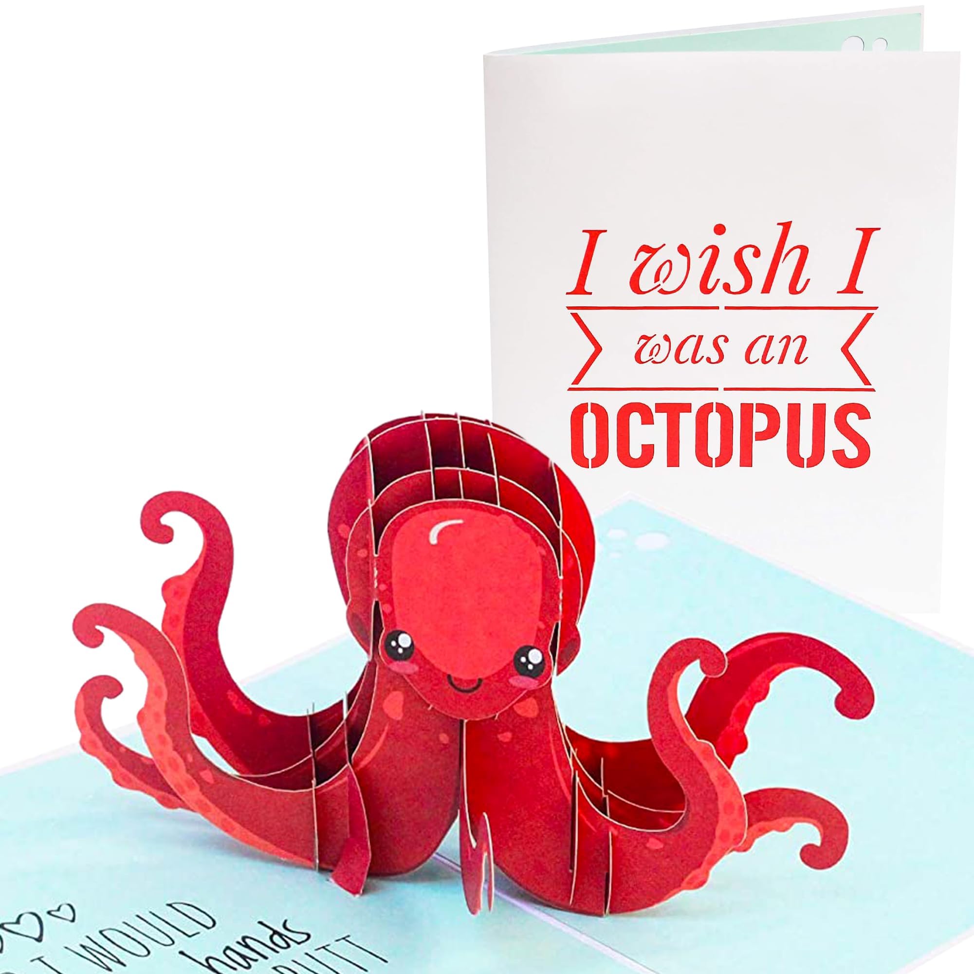 PopLife® Naughty Octopus 3D Pop Up Card - I wish I was an octopus..., Sexy Birthday Card, Cute Anniversary, Valentine's Day for Her or Him - for Husband, Wife, Boyfriend, Girlfriend — image 1