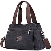 DOURR Hobo Handbags Canvas Crossbody Bags for Women, Multi Compartment Tote Purse Medium Satchel