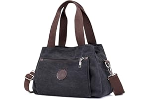 DOURR Hobo Handbags Canvas Crossbody Bags for Women, Multi Compartment Tote Purse Medium Satchel