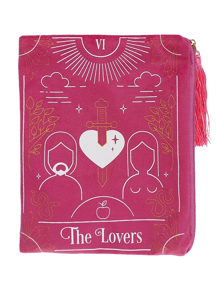 Pink Fabric "The Lovers" Tarot Card Zippered Bag - 15cm x 20cm (1 Pc.) - Unique Design, High-Quality Material, Ideal Gift- Perfect for Organizing Tarot & Oracle Cards