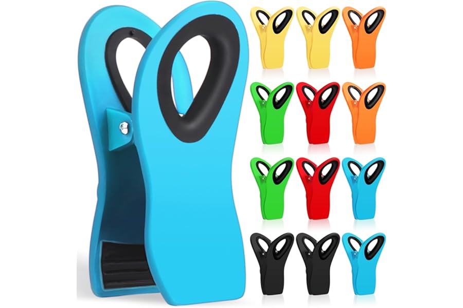 Jetmore 12 Pack Chip Clips Bag Clips, Magnetic Bag Clip for Food Storage Heavy Duty, Plastic Food Clip for Chips, Snack, Kitchen, Refrigerator, Garden, Sewing, Fabric, Clothes Pins