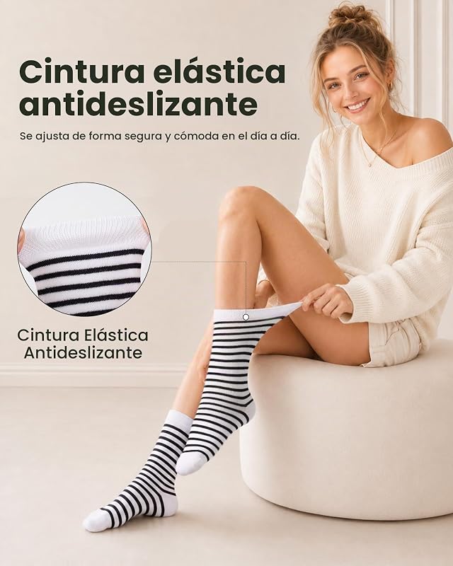 Presente de Meias de Bambu para Mulher 10|20 Pares de Corações e Riscas