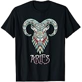 Aries Ram Aztec Zodiac March April Birthday Astrology Sign T-Shirt