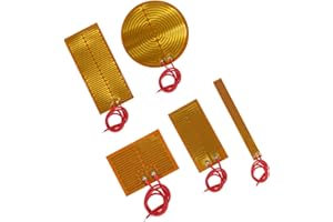 DIITAO 5PCS 5 Kinds Film Heater Plate Adhesive Pad,PI Heating Elements Film with Cord(12V 12W+12V 7W+5V 1W+24V 30W+12V 13W)