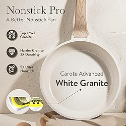 CAROTE 12 Inch Non Stick Frying Pan with Lid,White