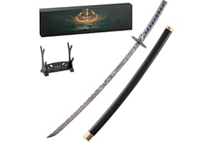 RACEROCKET Eldens Rings Starlight Shadowblade Sword Weapon Replica 10.2-Inch Metal Craft Samurai Moonveil Kanata with Display Stand Martial Arts Swords Action Figure Collectible Toy Desk Decor Party Supply Gift