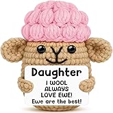 Funny Crochet Sheep Daughter Gifts,Daughter Christmas Birthday Gifts from Mom Dad,Handmade I Wool Always Love Ewe the Best Easter Graduation Stocking Stuffers for Kids Adult Bonus Step Daughter in Law