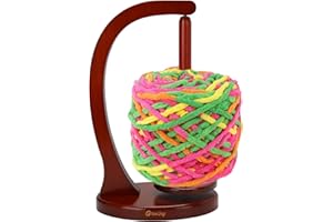 GROWLING Wooden Yarn Holder for Crocheting, Upgrade Larger Size & Magnetic, Rotating Pendulum Yarn Ball Dispenser Stand, Yarn Spinner as Surprise Gift for Knitting Lovers (Mahogany)