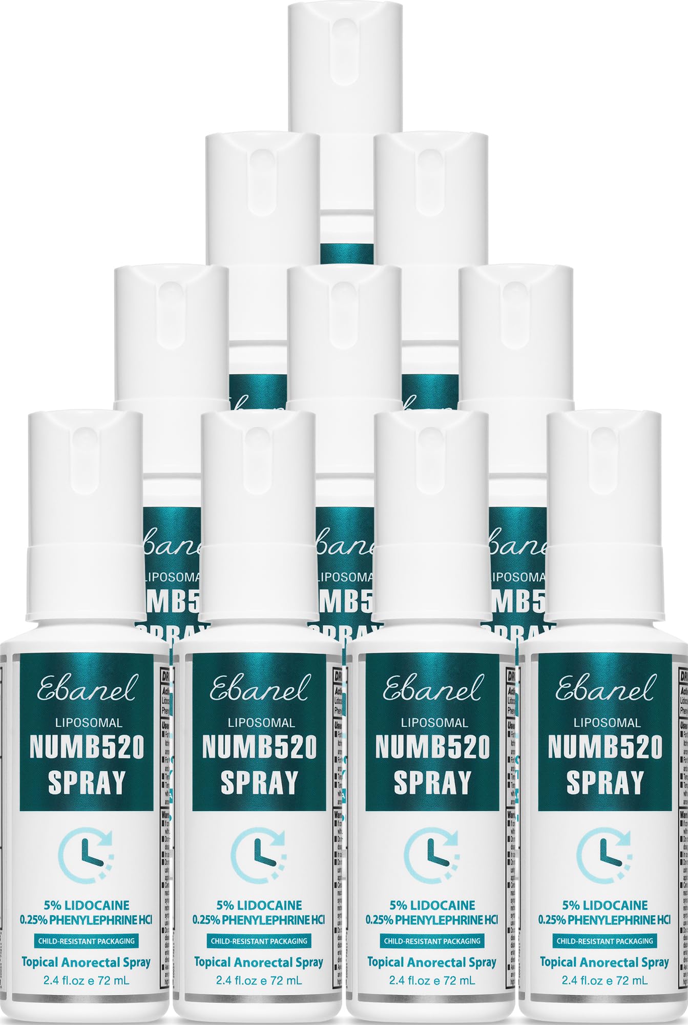 Ebanel 10-Pack 5% Lidocaine Spray Pain Relief