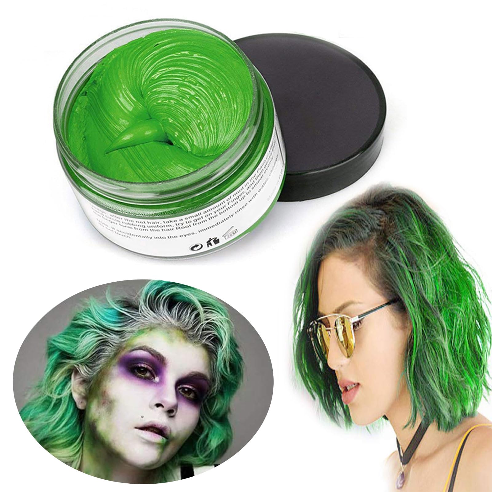 Temporary Hair Dye Wax, Washable Botanical Formula Hair Wax, Suitable for Everyday and Party Halloween Modeling (120g Green)
