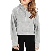 Doshoop Girls Half Ziper Collar Cropped Hoodies Long Sleeve Fleece Zip Up Pullover Sweatshirts