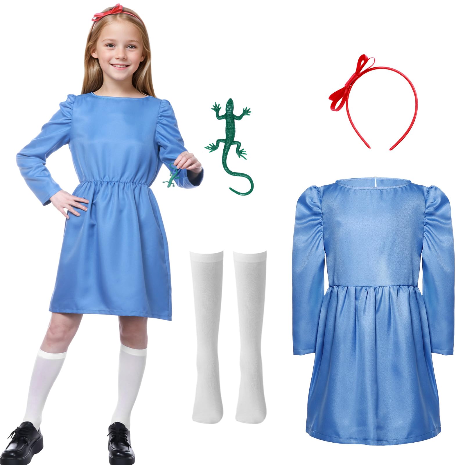 Apparlxer World Book Day Costumes for Teen,M atilda Fancy Dress Costume Includes Belted Dress Headband Socks and Handheld Props,Book Characters Costumes for Teenager