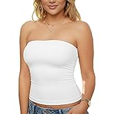 1 & 9 Women's Tube Top Strapless Bandeau Crop Top Sleeveless Fitted Camisole Cute Going Out Tops