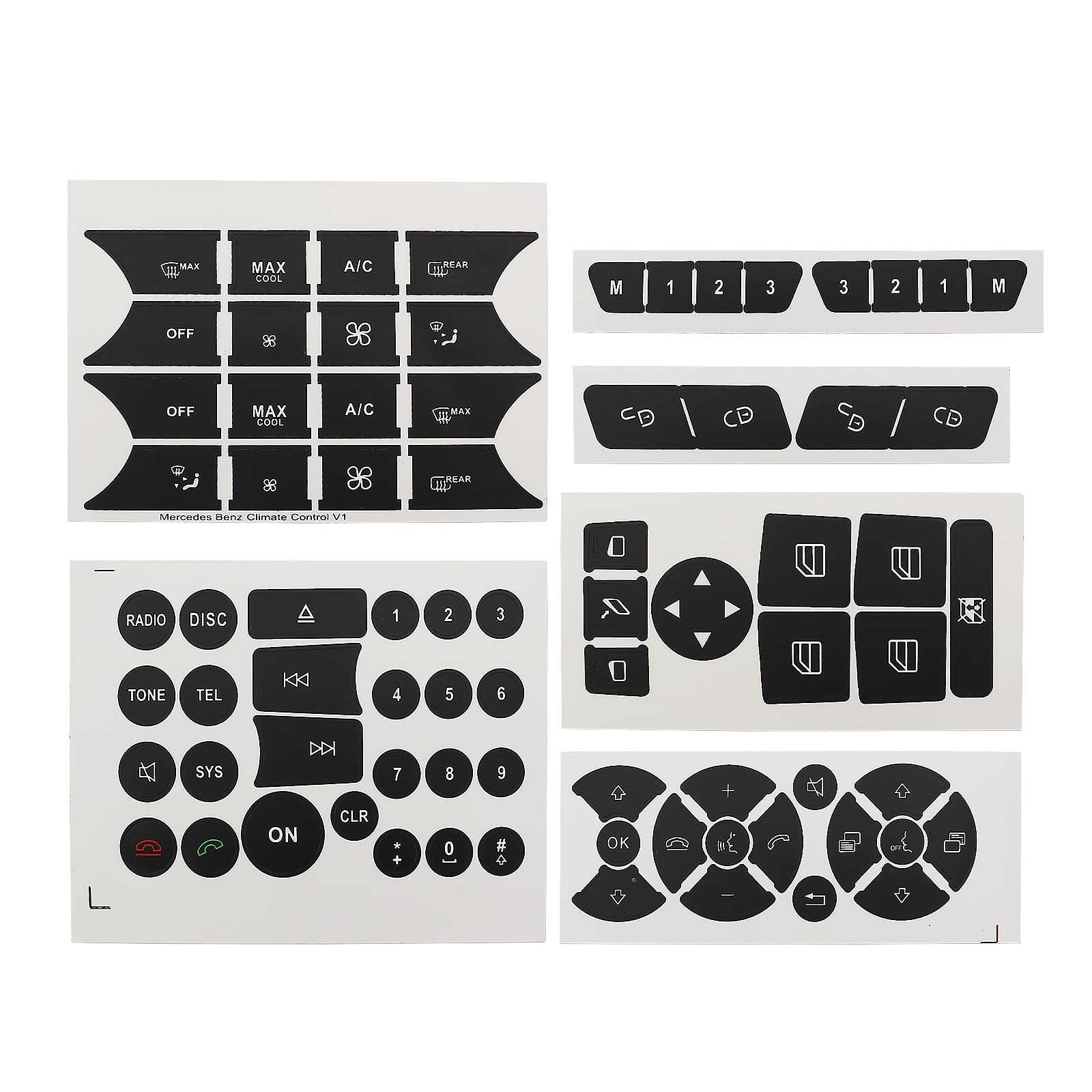 Radio Button Repair Decals For 2008-2014 Mercedes C, E, GLK, W-Class - Matte Black