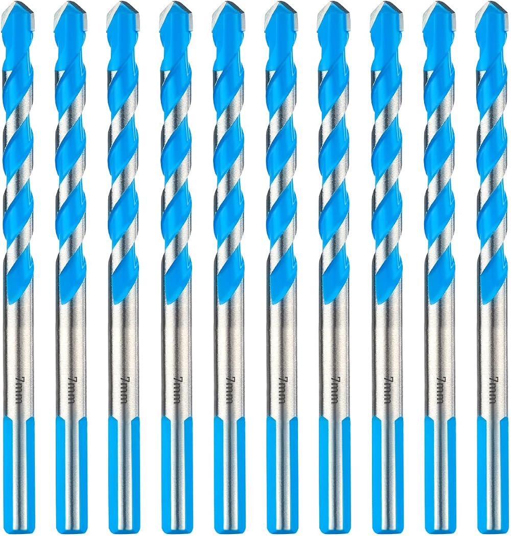 Toolant 7mm Carbide Masonry Drill Bit Set 10pcs Shockproof Concrete Tile