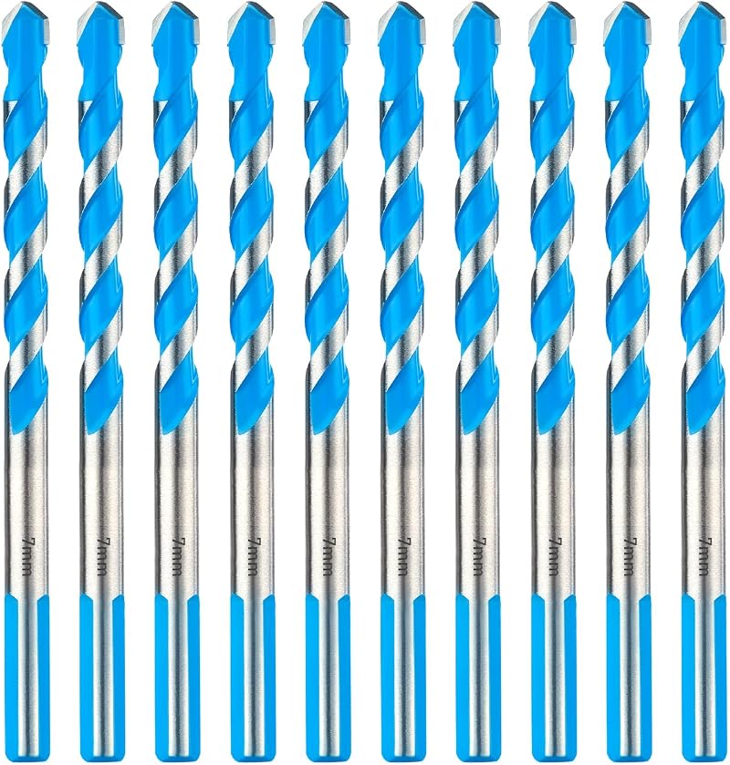 Toolant 7mm Carbide Masonry Drill Bit Set 10pcs Shockproof Concrete Tile
