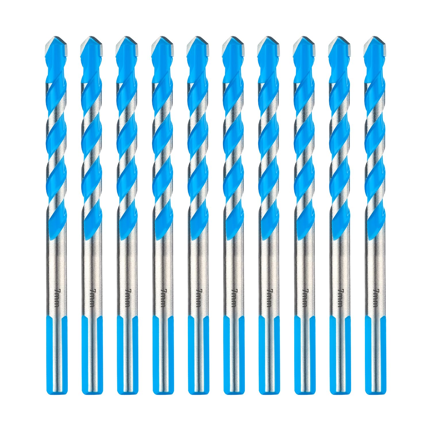 Toolant 7mm Carbide Masonry Drill Bit Set, Shockproof Hammer Drill Bit Set for Concrete/Tile, Industrial Strength - Box of 10