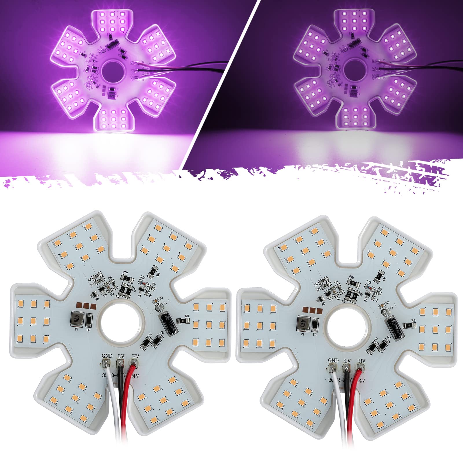 Photo 1 of Partsam 2Pcs Ultra-Thin Hex Style Dual Function Interior 54 diode LED Air Breather Light 4.8" Decorative Air Cleaner Lamp for Peterbilt Kenworth Freightliner Trucks, Trailers, RVs IP67 12-30V (Purple)