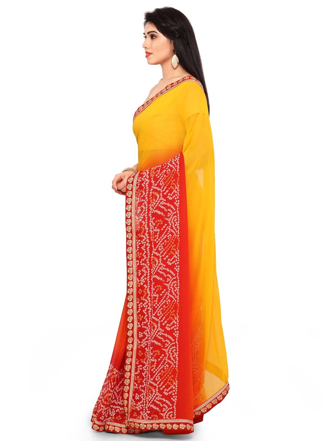 womanista women's printed faux georgette saree with blouse piece