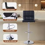Panana Height Adjustable Cuban Bar Stool Set of 2 Black PU Leather 360° Swivel view 5