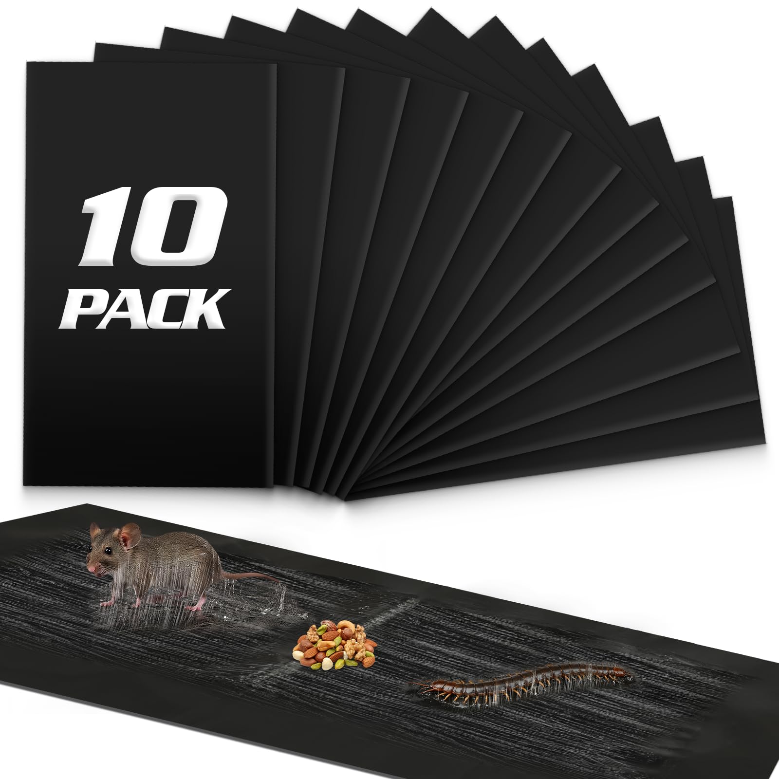 Photo 1 of 10 Pack Sticky Mouse Traps,Clear Mouse Glue Trap Sticky Traps That Work for Mice and Rats Roaches,23x11 Inch Heavy Duty Rat Traps Indoor Mouse Sticky Pads,Easy to Set