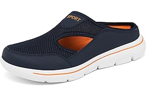 Meik Mangni Men's Slip On Mules Womens Lightweight Open Back Shoes Comfort Walking Shoes Breathable Slippers Closed Toe Slides